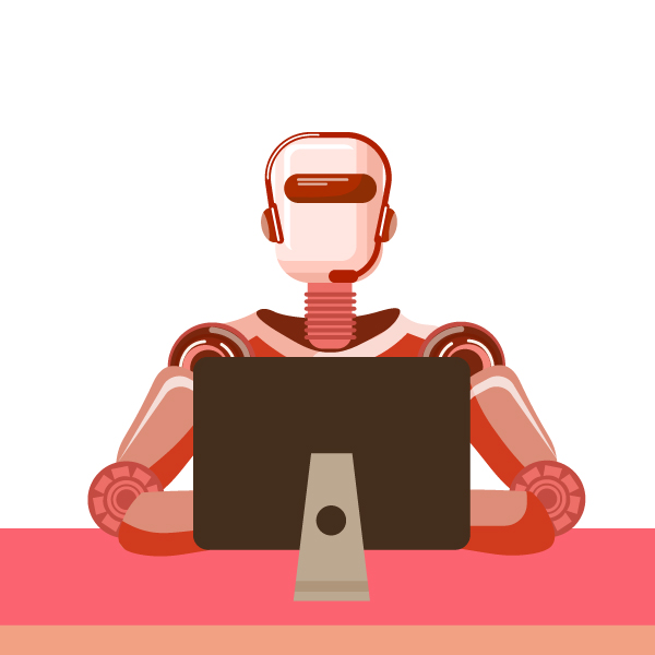 Robot at computer