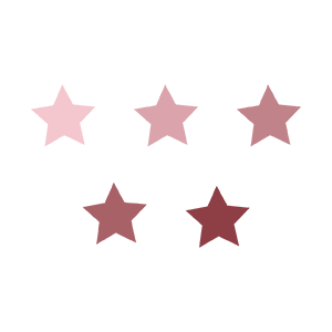 Five colored star in a different shades of pink.